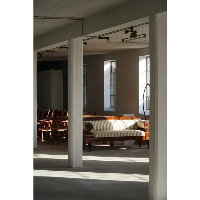 Antique Danish Empire Sofa with Detailed Woodwork and Striped Fabric, 19th Century For Sale - Image 16 of 17