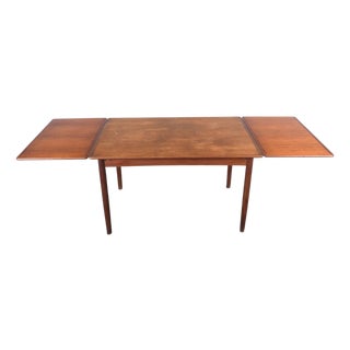 Danish Modern Draw Leaf Teak Dining Table For Sale