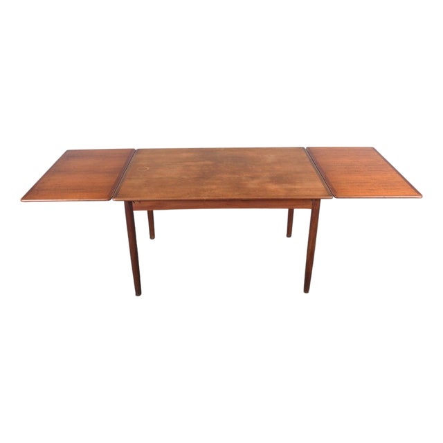 Danish Modern Draw Leaf Teak Dining Table For Sale