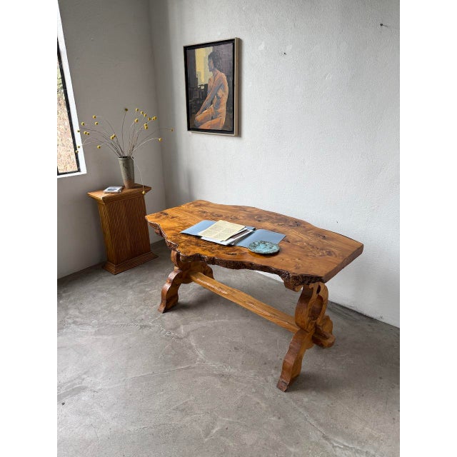 1950s Folk Art Handcrafted Elm Table, 1950s For Sale - Image 5 of 18