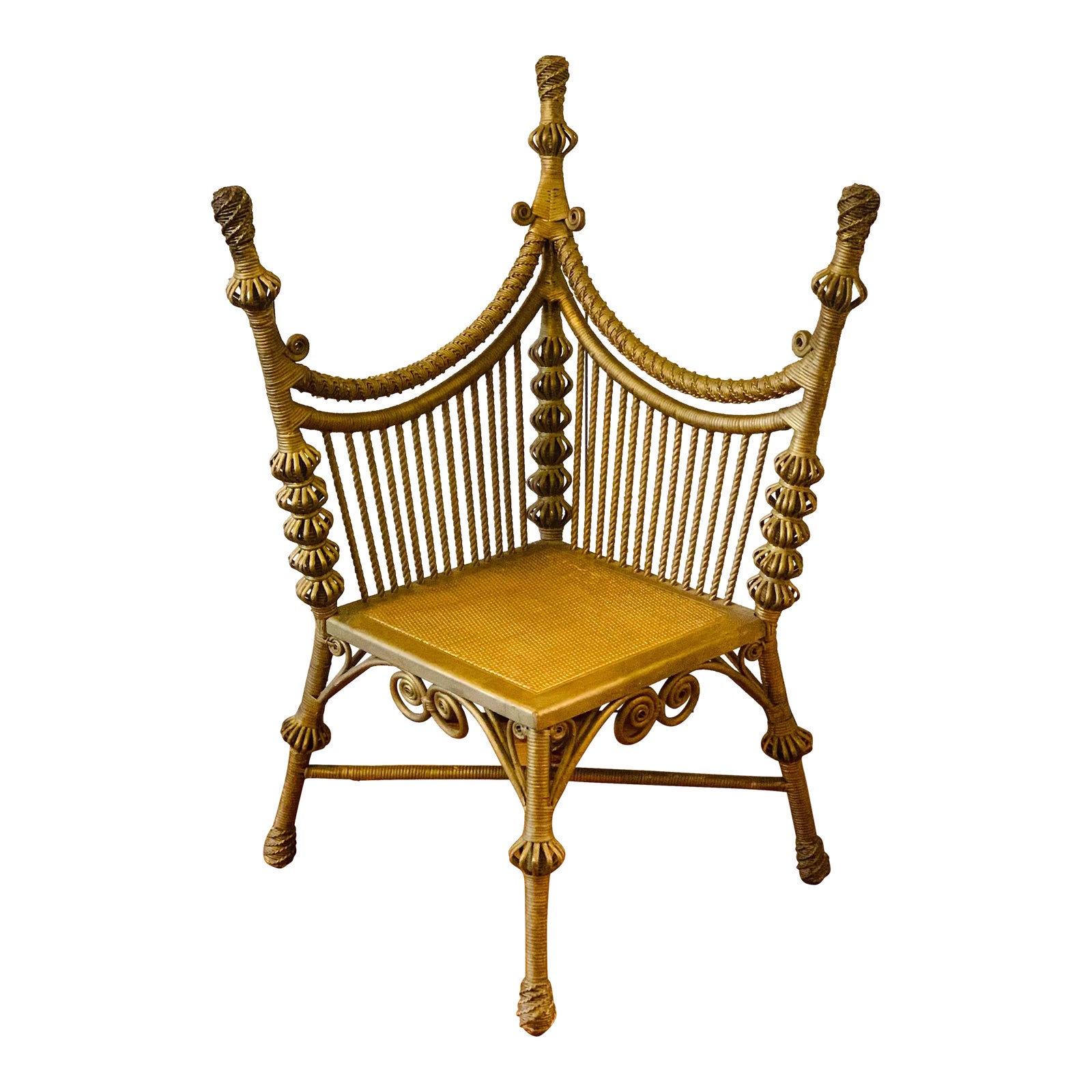 Antique Heywood Wakefield Wicker Corner Chair Chairish