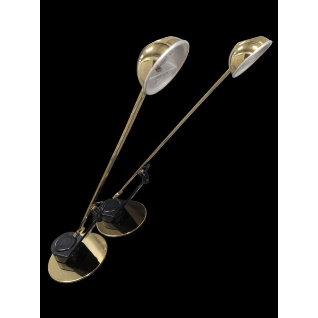 1980's Fase Vintage Cantilever Brass Black Modern Counterweight Long Arm Table Lamps- A Pair For Sale In West Palm - Image 6 of 15
