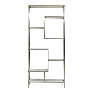 Modern White Marble & Nickel Finish Shelf For Sale