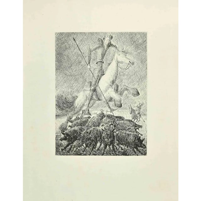 Don Quixote's Hunt is an etching and drypoint print on ivory-colored China paper, realized by Wladyslaw Jahl in 1951. They...