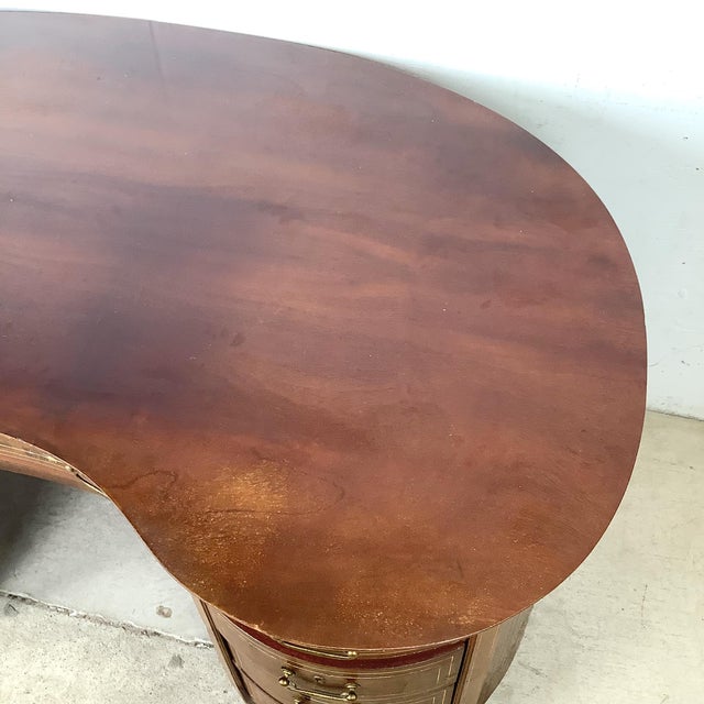 Late 19th Century Antique English Edwardian Mahogany Kidney Desk For Sale - Image 5 of 18