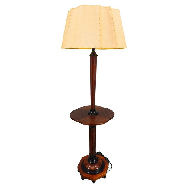 Art Deco Italian Wood and Metal Floor Lamp with Side Table, 1940s For Sale - Image 17 of 17