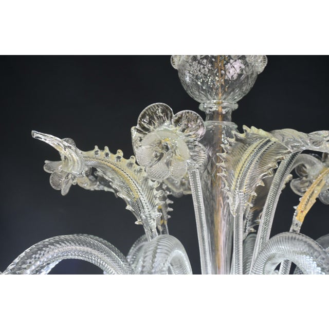 1970s Wonderful Large Size Venetian Chandelier, Transparent and Gold Murano Glass For Sale - Image 18 of 18