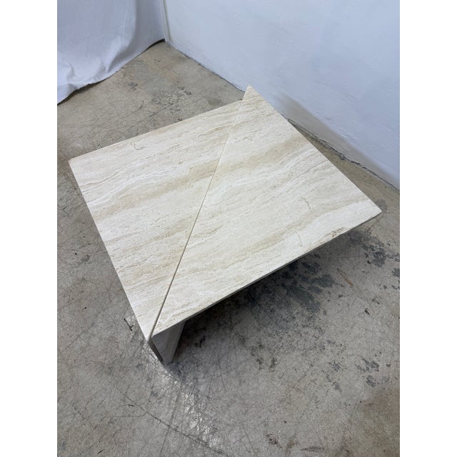 Polished Italian Travertine Triangle Coffee Tables, 1970s - A Pair For Sale In Miami - Image 6 of 18
