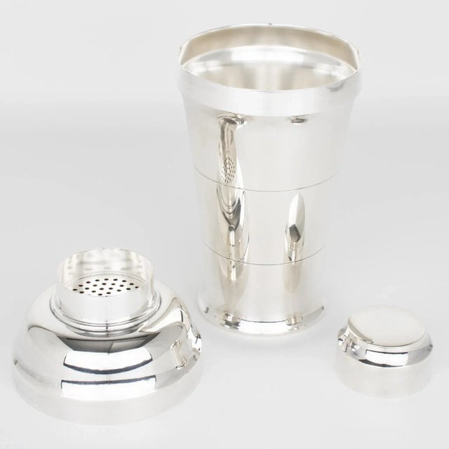 Art Deco Art Deco Silver Plate Cocktail Shaker by Silversmith Saint Medard Paris For Sale - Image 3 of 9