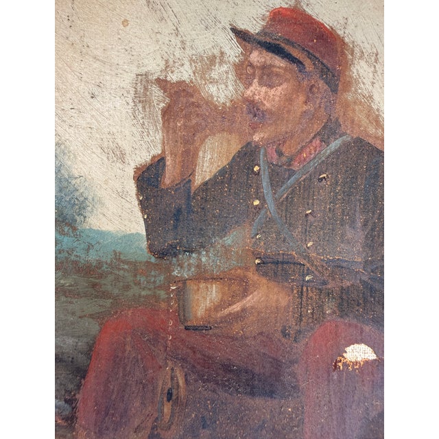 Wood Antique French Military Oil Paintings — Signed Saravoi, 1896, Original Gilt Frames - a Pair For Sale - Image 7 of 17