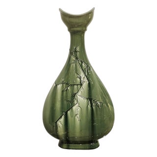 Large Green Glazed Ceramic Vase by Clément Massier, 1970s For Sale