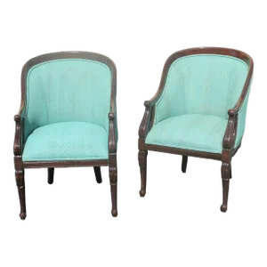1940's Traditional Blue Side/ Occasional Chairs a - Pair