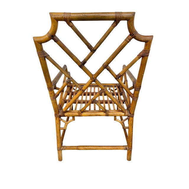 Brown Vintage Bamboo & Rattan Arm Chairs - Set of 2 For Sale - Image 8 of 11