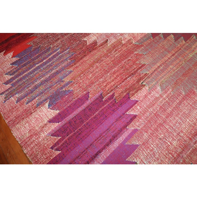 Late 20th Century Vintage Zabihi Collection Swedish Inspired Turkish Kilim - 12' x 14'10" For Sale - Image 5 of 11
