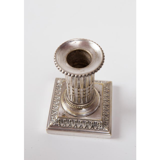 1930s Antique French Silvered Bronze Candlestick by Cailar Bayard, 1890s For Sale - Image 5 of 7