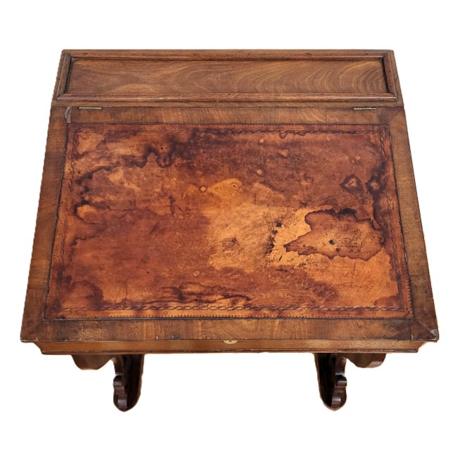 Antique English 19th C Victorian Mahogany Slant Top Davenport Desk For Sale - Image 13 of 16