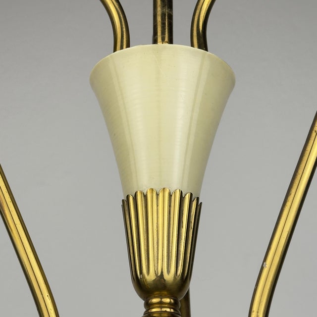 Antique Brass and Glass Chandelier in the style of Pietro Chiesa for Fontana Arte, Italy, 1930s For Sale - Image 13 of 18