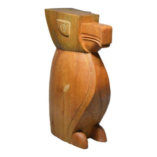 1970s Doug LaFortune Wood Carved Salish Thunderbird Totemic Sculpture For Sale
