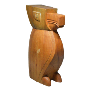 1970s Doug LaFortune Wood Carved Salish Thunderbird Totemic Sculpture