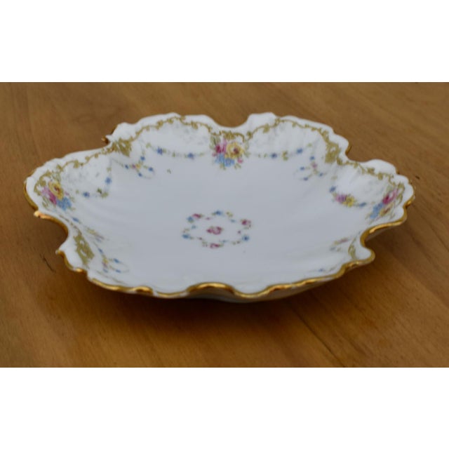 French Antique Ahrenfeldt Limoges Plate Richard Briggs Boston Floral Gold Scalloped For Sale - Image 3 of 13