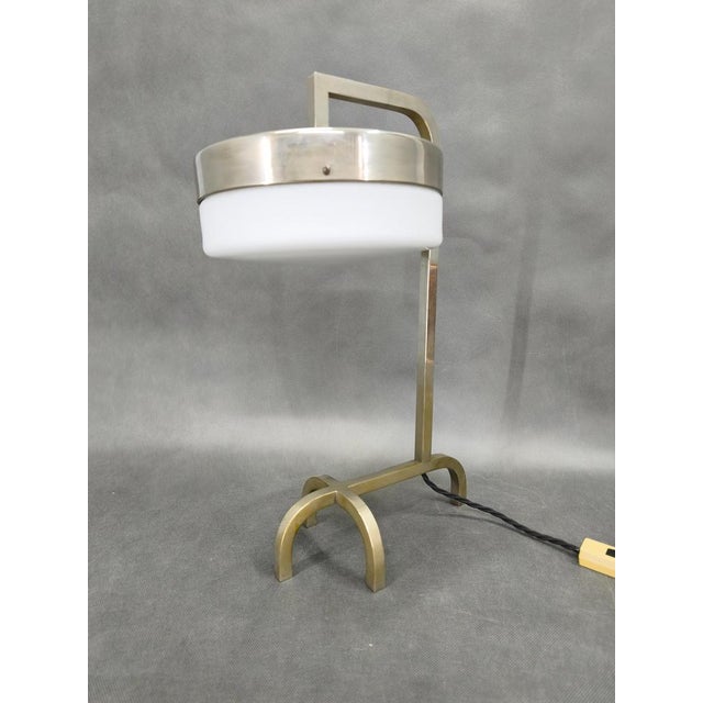 Bauhaus Bauhaus Nickel Table Lamp with Glass Diffuser, 1930s For Sale - Image 3 of 12