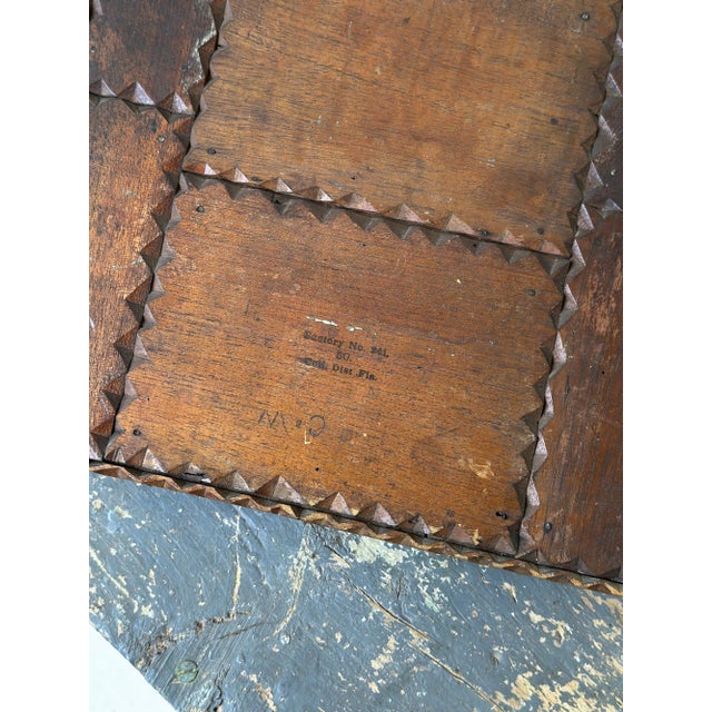 Antique Geometric Chip Carved Wall Pocket / Comb Box With Beveled Glass Mirror, Circa Late 19th Century For Sale - Image 17 of 17