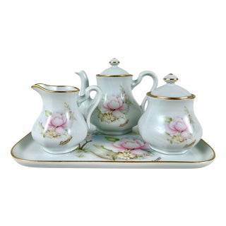 Small Vintage Porcelain Tea Set, Limoges, France, 1970s, Set of 4 For Sale