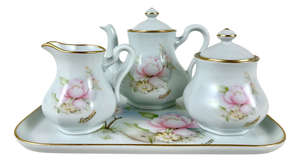 Small Vintage Porcelain Tea Set, Limoges, France, 1970s, Set of 4