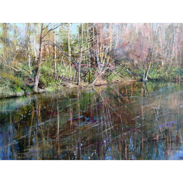 Contemporary Janis Zingitis, Lake Shore in Spring, 2023, Acrylic on Canvas For Sale - Image 3 of 11