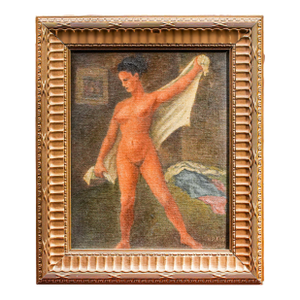 Evocative Antique Framed Oil Painting Portrait Nude Female Woman Art