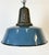 Industrial Blue Enamel Factory Lamp with Cast Iron Top, 1960s For Sale - Image 6 of 18