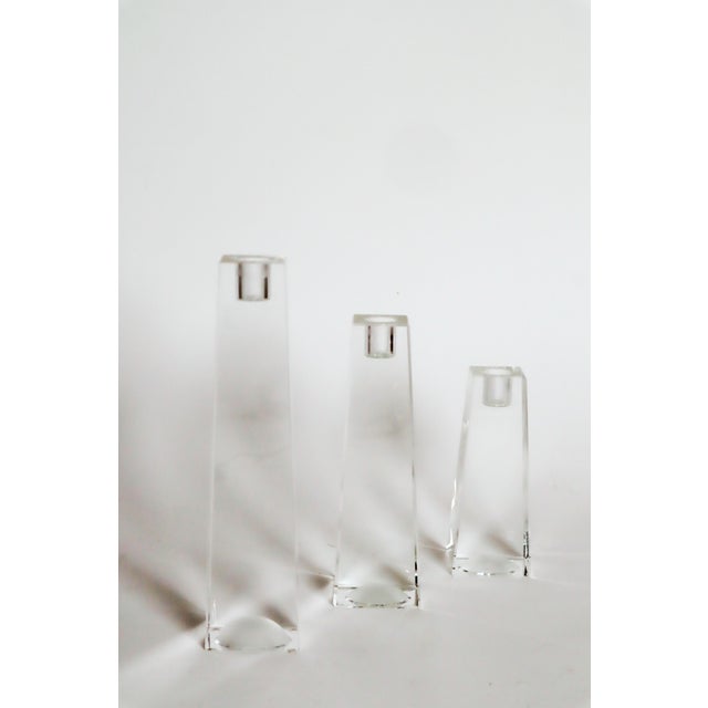 Vintage Crystal Glass Block Candlesticks from Rosenthal, 1980s, Set of 3 For Sale - Image 14 of 18