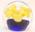 Murano Hand Blown Paperweight Yellow Flower With Blue Base Collectible Art Glass For Sale - Image 4 of 13