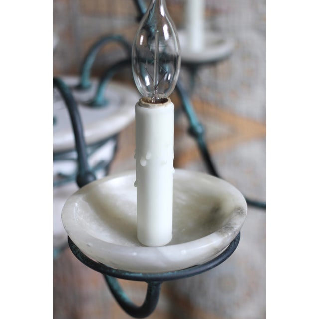 Art Deco 1980s-90s Alabaster Chandelier - Hanging Chandelier For Sale - Image 3 of 18