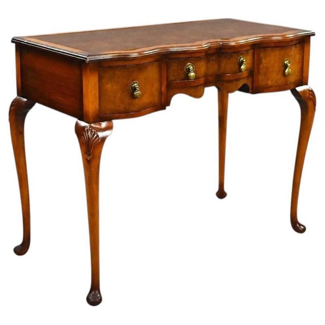 Antique Queen Anne Style Walnut Writing Table, 1919 For Sale - Image 9 of 9