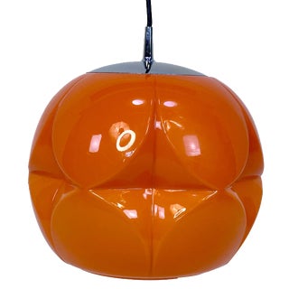 Large Space Age Sculptural Opaline Glass and Chrome Hanging Lamp from Peill & Putzler, Germany, 1960s For Sale