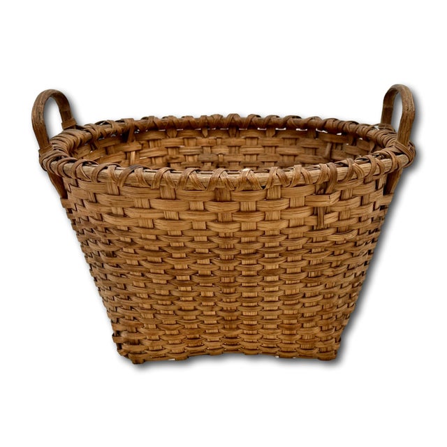 Excellent Smaller 10 Inch Size Antique American Hand Woven Ash Splint Berry Basket With Nice Patina - Late 19th Century For Sale - Image 14 of 18