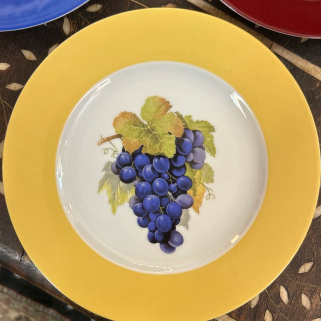 Blue Philippe Deshoulieres Limoge France Porcelain Medium Size Plates Signed Set of 5 For Sale - Image 8 of 10