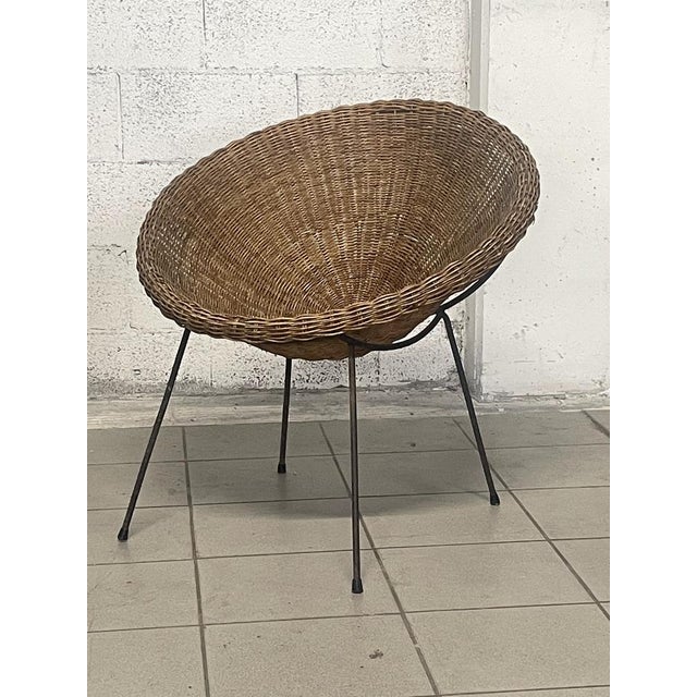 Set of Armchairs with Wicker Seat, 1950s For Sale - Image 16 of 18