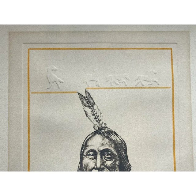 Tom Greenwood "Red Cloud" Limited Edition Embossed Lithograph W/ Watercolor c.1989 For Sale - Image 4 of 12