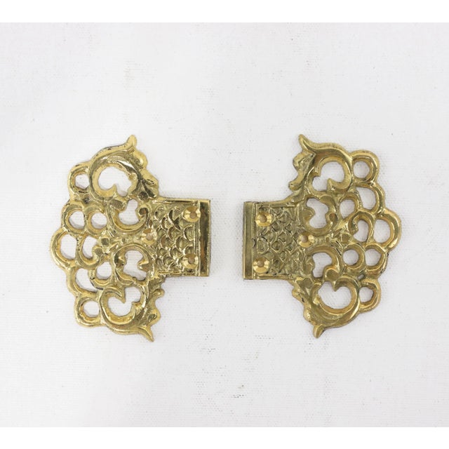 Art Deco Vintage Brass Hollow Fish and Wave Pattern Cabinet Door Decorative Piece For Sale - Image 3 of 6