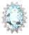 10ctw Oval Aquamarine Diamond Ring, 14k White Gold, Ring Size 7.75 For Sale
