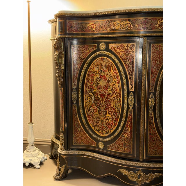 Napoleon III Boulle Marquetry Side Cabinet Mid-19th Century For Sale - Image 4 of 18