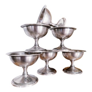 Set of 6 1930 Silver Ice Cream Dishes From American Mail Line Steamship For Sale