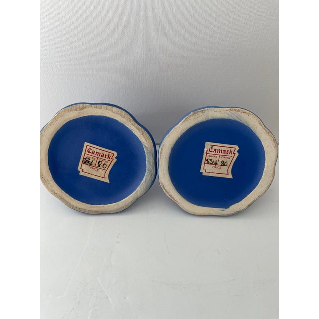 1930s Vintage Camark Matte Blue Candle Holders - a Pair For Sale - Image 5 of 7