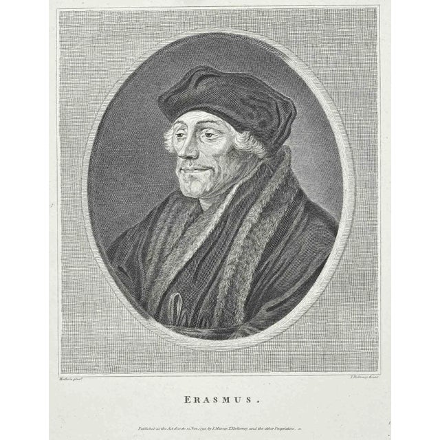 Portrait of Erasmus is an original etching artwork realized by Thomas Holloway for Johann Caspar Lavater's "Essays on...