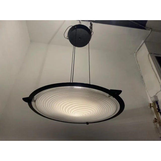 Black and White Architectural Murano Light Pendant by Paolo Venini, 1980s For Sale - Image 11 of 13