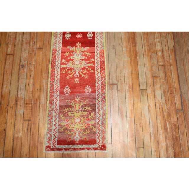 Early 20th Century Zabihi Collection Turkish Sivas Red Small Runner - 1'6" x 5'10" For Sale In New York - Image 6 of 10
