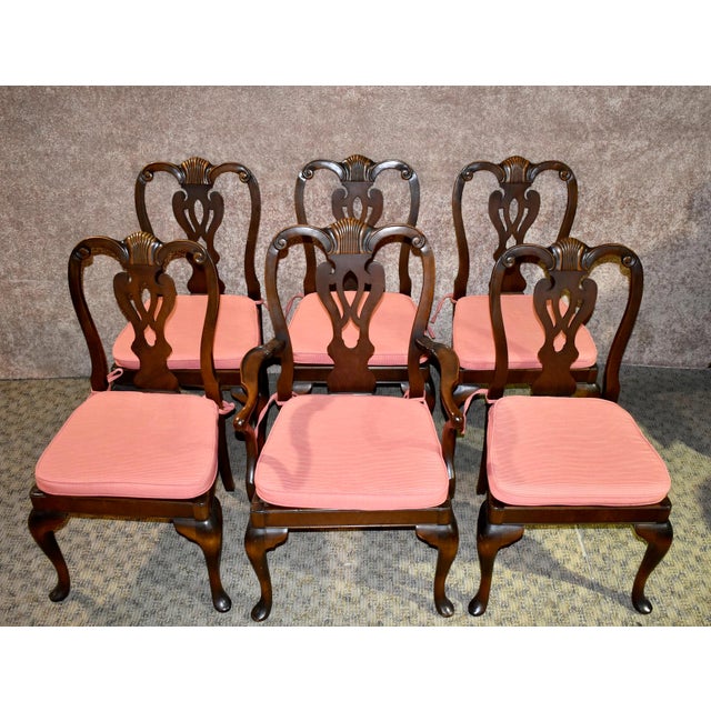Vintage Set Of Six Queen Anne Style Dining Chairs Chairish