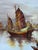 Chinese Vintage Asian Seascape Oil Chinese Junk Boats & Harbor Framed Original - Signed L Wong For Sale - Image 3 of 6